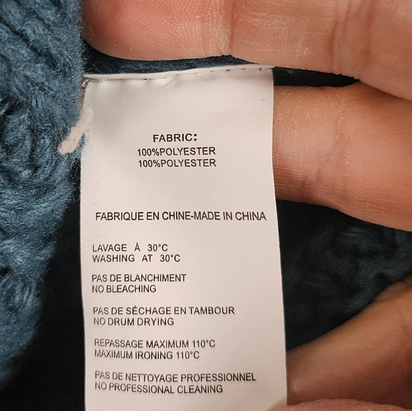 Molly Bracken Chunky Cable Knit Cardigan Sweater Teal Blue Green, Size L - Picture 7 of 7